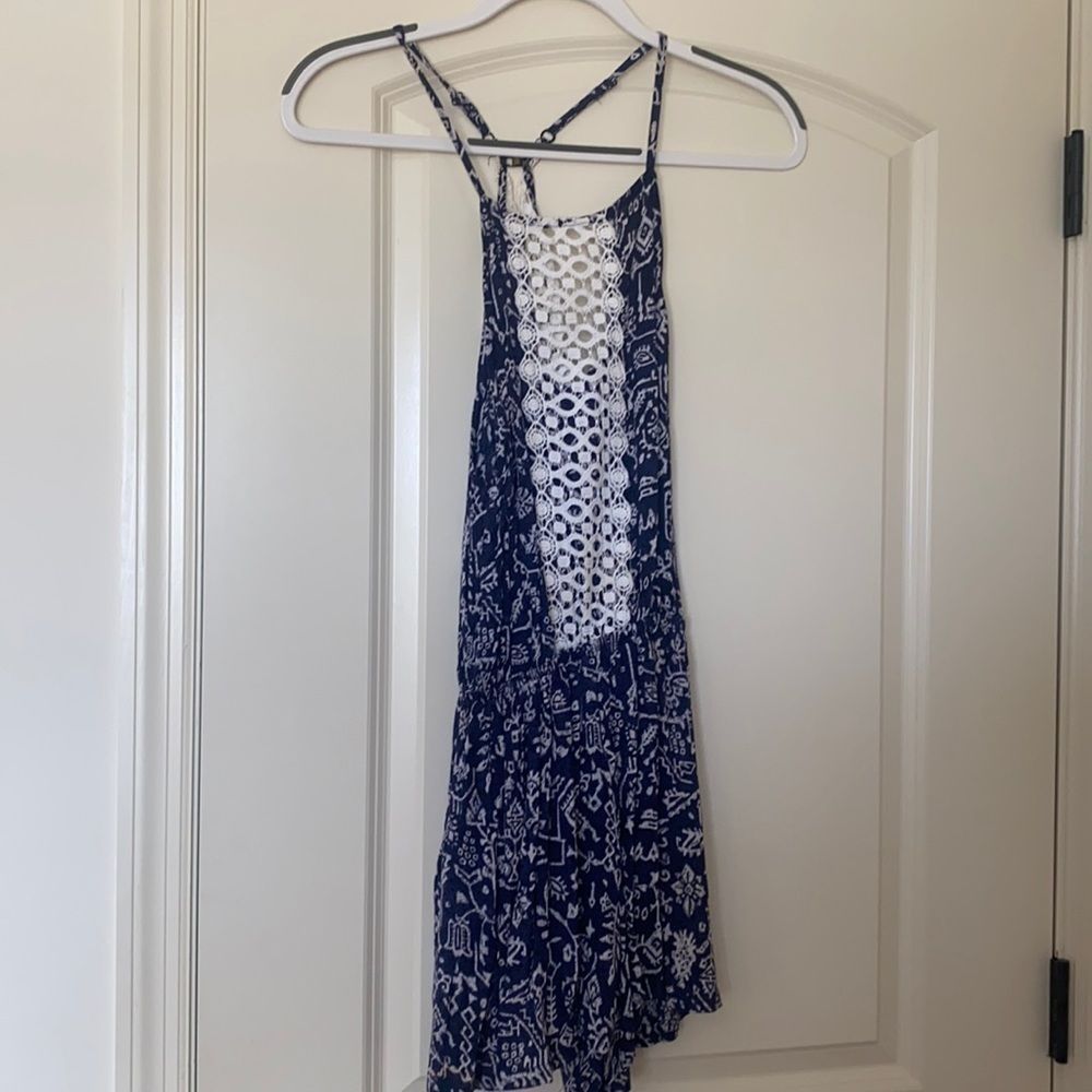 Blue romper with lace